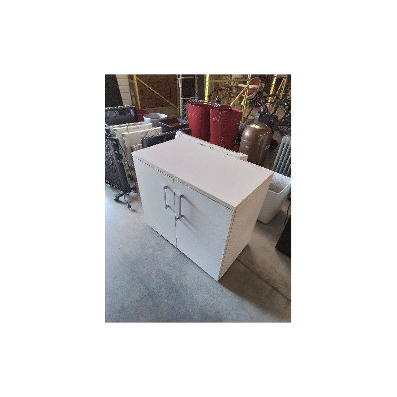MEUBLE 2 PORTES BATTANTES BOIS BLANC 