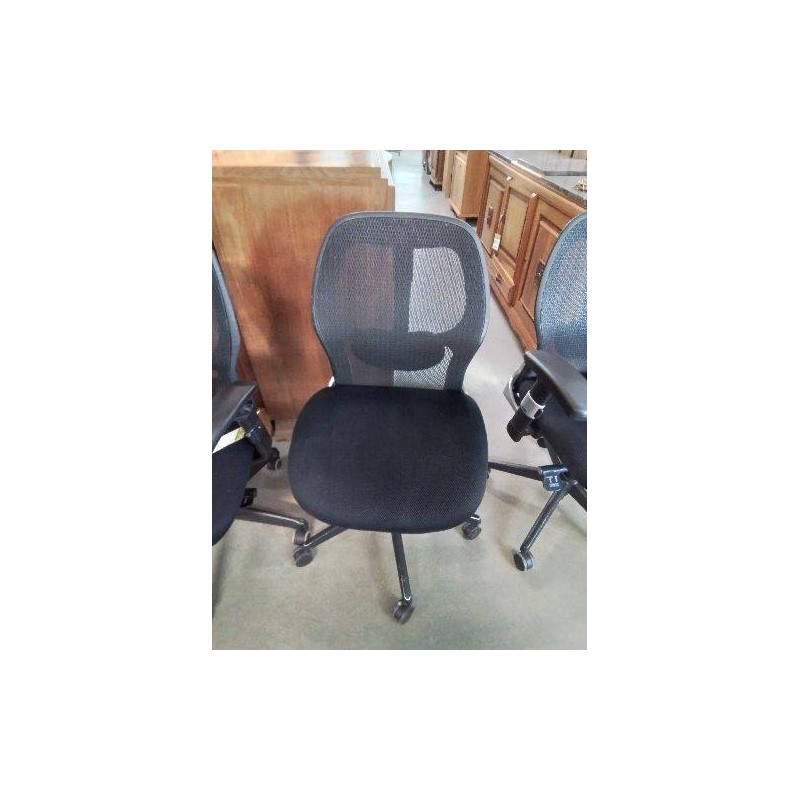 CHAISE DE BUREAU A ROULETTES PIÈTEMENT MÉTAL NOIR ASSISE TISSU NOIR ORGASYSTEM 