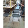 CHAISE D’ACCEUIL PIÈTEMENT MÉTAL CHROMÉ DOSSIER TISSU NOIR ASSISE TISSU TAUPE