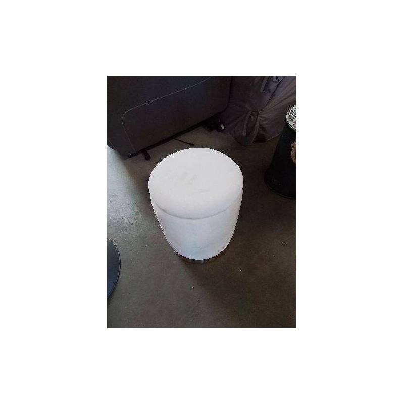 POUF COFFRE TISSU ECRU SOCLE DORÉ 