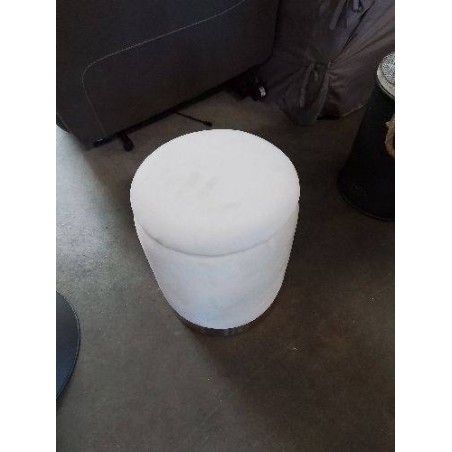 POUF COFFRE TISSU ECRU SOCLE DORÉ 