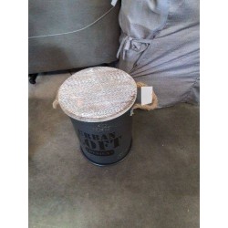 COFFRE BARIL URBAN LOFT BOIS ET MÉTAL 