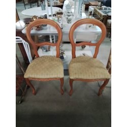 PAIRE DE CHAISES BOIS CLAIR ASSISE CAPITONNÉ TISSU VERT STYLE LOUIS PHILIPPE 
