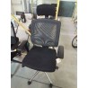 FAUTEUIL DE BUREAU A ROULETTES PIÈTEMENT MÉTAL CHROMÉ ASSISE TISSU NOIR TÊTIÈRE REGLABLE 