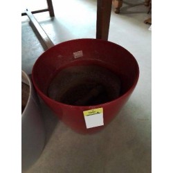 CACHE POT ROND RESINE ROUGE 42CM