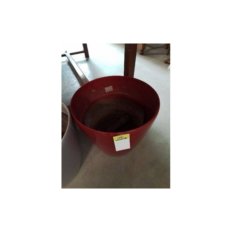 CACHE POT ROND RESINE ROUGE 42CM