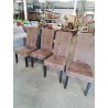 4 CHAISES PIÈTEMENT BOIS NOIR ASSISE TISSU CHOCOLAT 