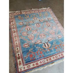 TAPIS LAINE FAIT MAIN D’ORIENT BLEU ROUGE ECRU 181X163CM