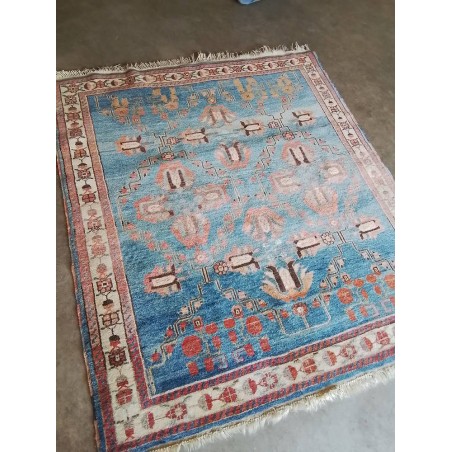 TAPIS LAINE FAIT MAIN D’ORIENT BLEU ROUGE ECRU 181X163CM