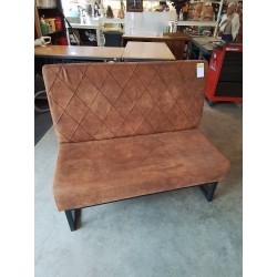 BANQUETTE PIÈTEMENT MÉTAL NOIR ASSISE TISSU CHOCOLAT  120CM