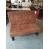 BANQUETTE PIÈTEMENT MÉTAL NOIR ASSISE TISSU CHOCOLAT  120CM