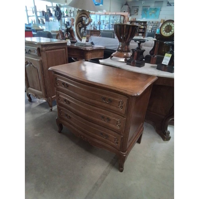 COMMODE CHANTOURNÉ 3 TIROIRS PIEDS ESCARGOT STYLE RÉGENCE COQUILLE 