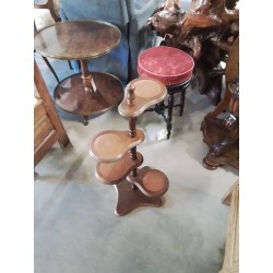PORTE PLANTE BOIS GAINE CUIR FAUVE 4 TABLETTES 