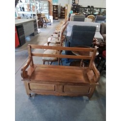 BANC DOSSIER A CROSSES BOIS CLAIR MOULURÉ 