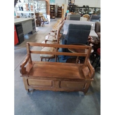 BANC DOSSIER A CROSSES BOIS CLAIR MOULURÉ 