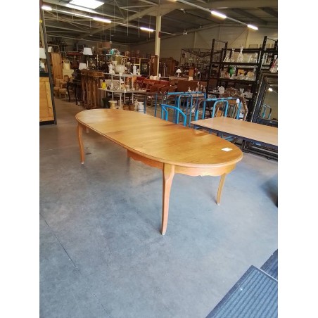 TABLE OVALE EXTENSIBLE BOIS CLAIR 2RALLONGES45CM 160X110X74CM