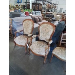 FAUTEUIL NAPOLÉON III BOIS CLAIR ASSISE ET DOSSIER CAPITONNÉ TISSU FLEURI  