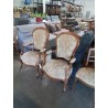 FAUTEUIL NAPOLÉON III BOIS CLAIR ASSISE ET DOSSIER CAPITONNÉ TISSU FLEURI  