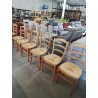 6 CHAISES BOIS CLAIR PAILLÉ DOSSIER CINTRÉ 3 BARREAUX 