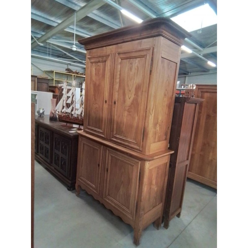 BUFFET 2 CORPS BOIS CLAIR MOULURÉ 4 PORTES FIN XIXE 