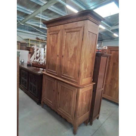 BUFFET 2 CORPS BOIS CLAIR MOULURÉ 4 PORTES FIN XIXE 