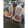 PAIRE DE CHAISES BOIS ECRU ASSISE ET DOSSIER CANNÉ STYLE LOUIS XVI 