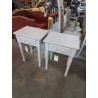 CHEVET BOIS TAUPE ÉCRU 1 TIROIR STYLE LOUIS XVI