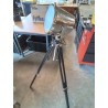 LAMPADAIRE PROJECTEUR TRÉPIED HAUTEUR AJUSTABLE BOIS NOIR ET MÉTAL CHROMÉ 