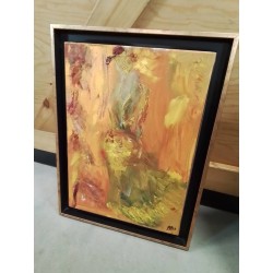 HUILE SUR TOILE ABSTRAIT CADRE DORÉ NOIR