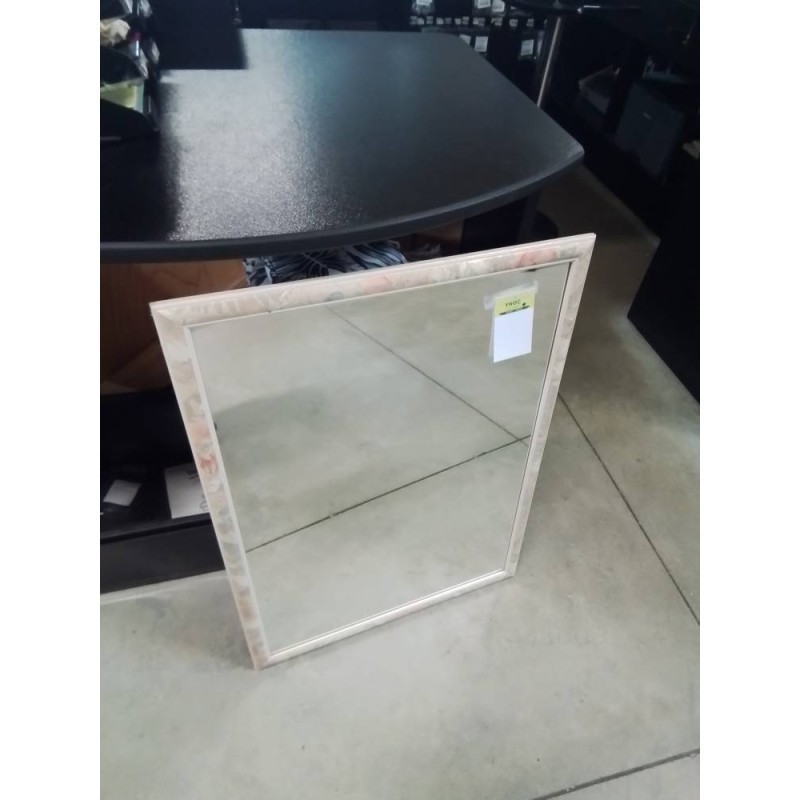 MIROIR RECTANGULAIRE BOIS ECRU DÉCOR FLEURS 