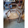 FAUTEUIL DE CHEMINÉE BOIS PAILLÉ STYLE RÉGENCE COQUILLE 