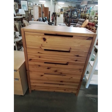 COMMODE HAUTE PIN 5 TIROIRS 