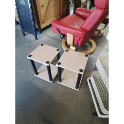 PORTE PLANTE BOIS CLAIR ET NOIR 2 NIVEAUX 