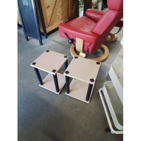 PORTE PLANTE BOIS CLAIR ET NOIR 2 NIVEAUX 