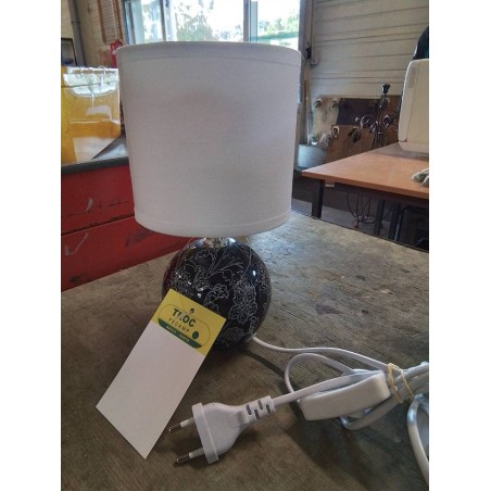 LAMPE BOULE CÉRAMIQUE NOIR ET BLANC AJ BLANC 