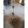 LAMPADAIRE MÉTAL COURBÉ MARRON PIEDS BOULES BOIS CLAIR