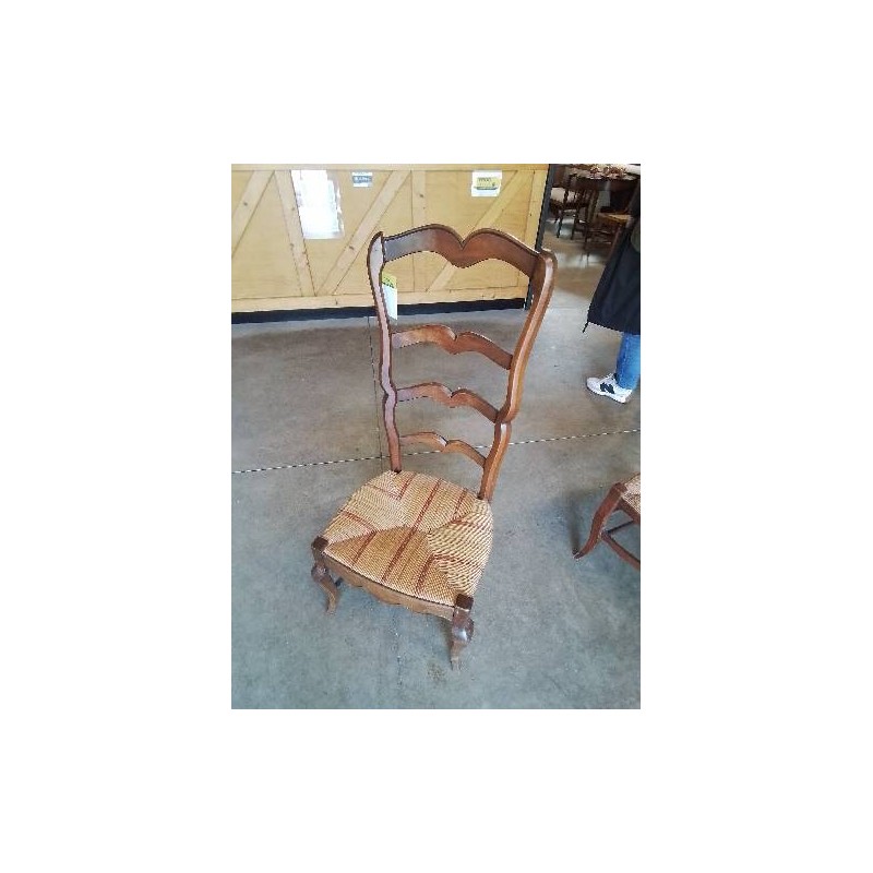 CHAISE DE NOURRICE BOIS ASSISE PAILLÉ BICOLORE DOSSIER MOUSTACHE 
