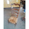 CHAISE DE NOURRICE BOIS ASSISE PAILLÉ BICOLORE DOSSIER MOUSTACHE 
