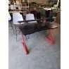 BUREAU GAMING METAL ROUGE ET BOIS NOIR A GRADIN 