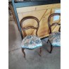 CHAISE NAPOLÉON III ACAJOU ASSISE CAPITONNÉ TISSU ECRU BLEU AUX FLEURS 
