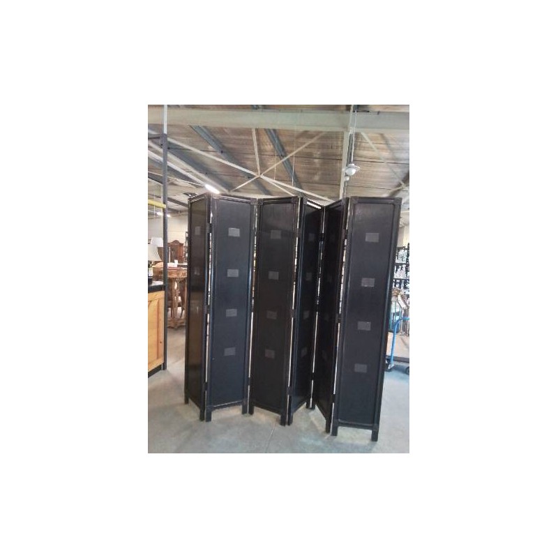 PARAVENT 6 FEUILLES BOIS NOIR STYLE ASIATIQUE 210X240CM