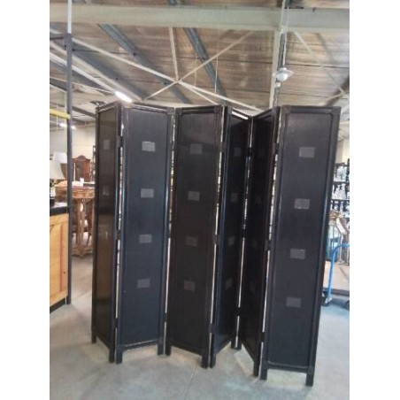 PARAVENT 6 FEUILLES BOIS NOIR STYLE ASIATIQUE 210X240CM