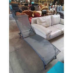 TRANSAT PLIANT MÉTAL ET TOILE GRIS 