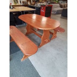 TABLE OVALE AVEC 2 BANCS PIN 