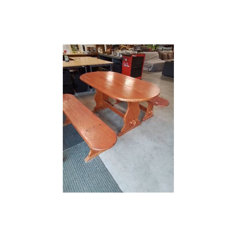 TABLE OVALE AVEC 2 BANCS PIN 