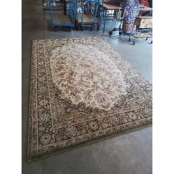 TAPIS LAINE ÉCRU VERT ET ROSE 300X200CM