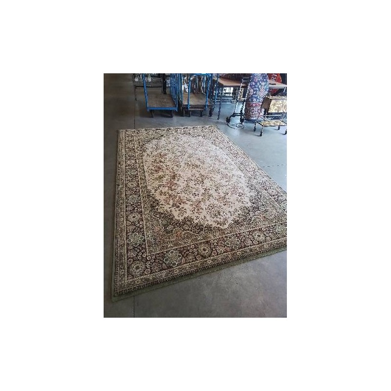 TAPIS LAINE ÉCRU VERT ET ROSE 300X200CM