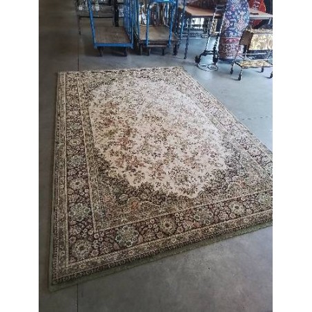 TAPIS LAINE ÉCRU VERT ET ROSE 300X200CM