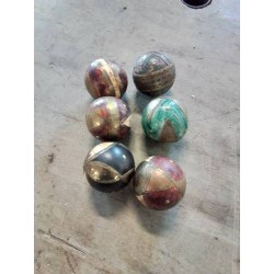 BOULE DÉCORATIVE BOIS LAITON CORNE INDE XXE
