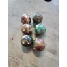 BOULE DÉCORATIVE BOIS LAITON CORNE INDE XXE